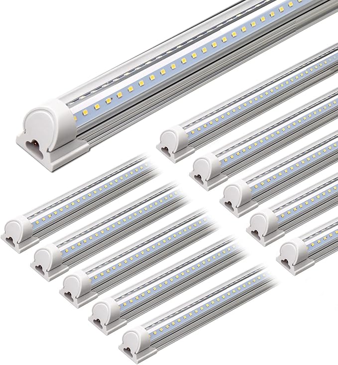 10 Pack 4FT LED Shop Lights 40W 5500LM 5000K V Shape Linkable Garage Warehouse Lights