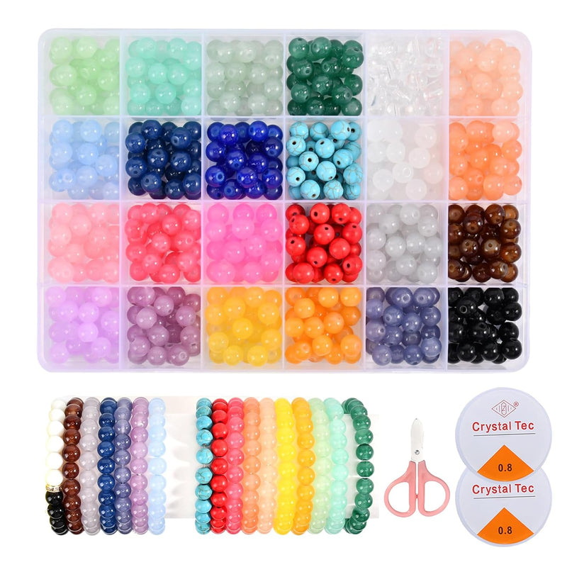 8Mm Glass Beads For Jewelry Making 24 Color Diy Crystal Gemstone Loose