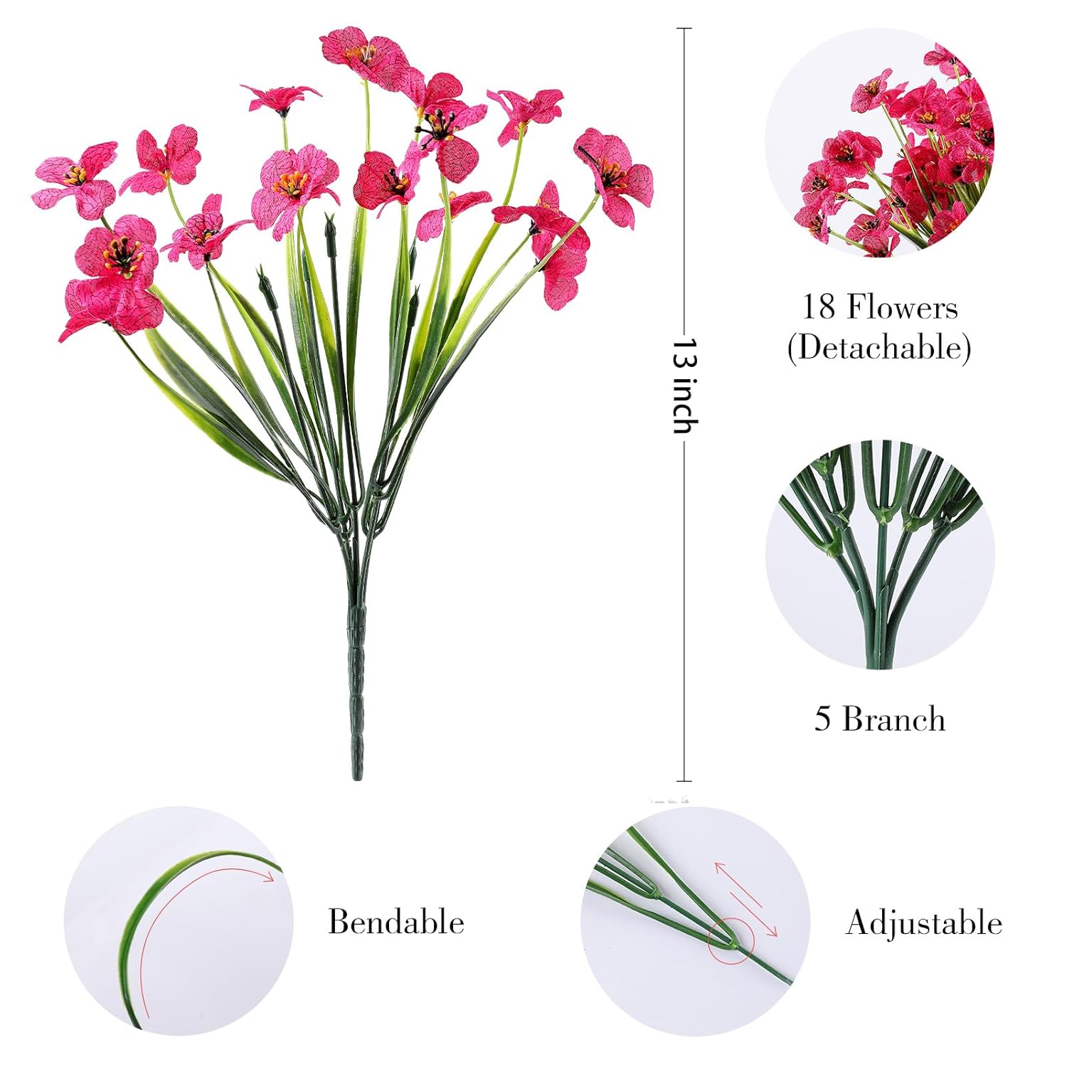 24 Bundles Artificial Flowers For Outdoor,No Fade Fake Plastic Flowers Faux Plants For Decoration Hanging Planters Indoor Outside Garden Porch Window Box Home Wedding Farmhouse