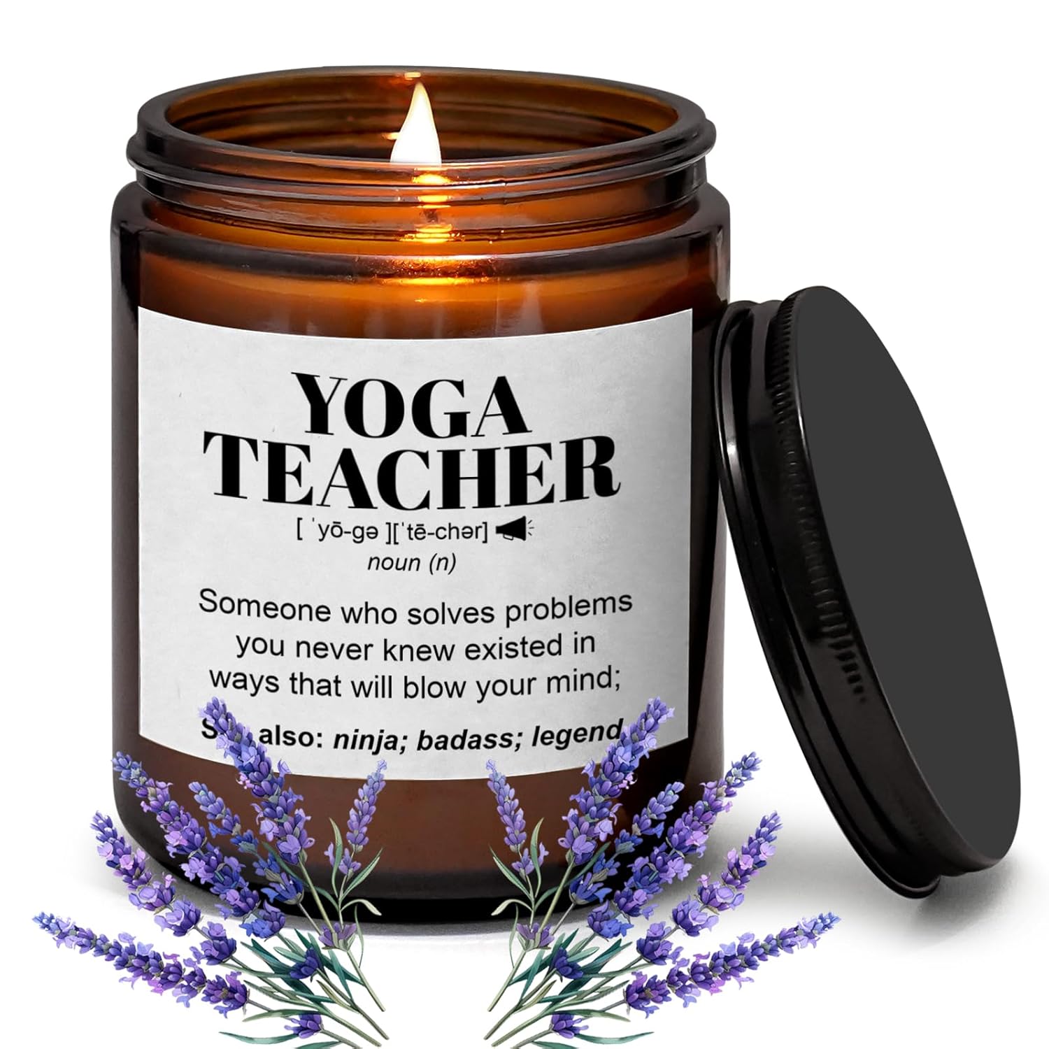 Yoga Teacher Gift Funny Namaste 7Oz Scented Candle Meditation Lavender Scented Candle Appreciation Gift For Yogic Instructor Pilates Lover (Candle-Yoga Teacher)