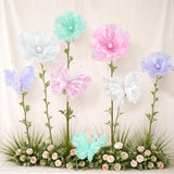 8 Pcs Giant Butterfly Flower Decorations 20 Inch 12 Inch 3D Large Silk Butterfly Artificial Flower Wall Decorations For Wedding Backdrop Bridal Shower Birthday Party Bedroom Living Room Decoration
