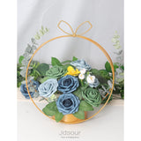 50Pcs Artificial Flower?Real Touch Foam Roses W/Stem Diy For Wedding Bouquet Centerpieces Party Shower Home Decor-Dusty Blue Shades