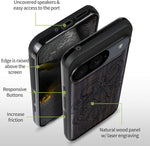 Pixel 9 Wood Case w/ Black TPU, Shockproof - Octopus Design (Blackwood)