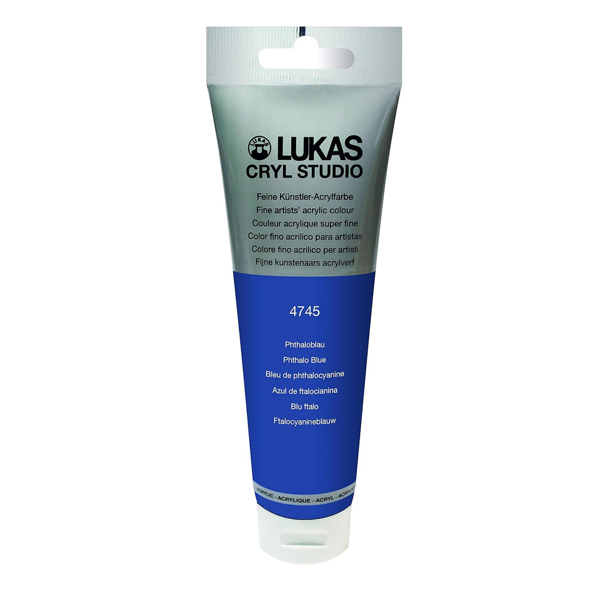 Lukas CRYL Studio Artist Acrylic Paint, Phthalo Blue, 125 ml Tube - High Pigment Acrylic Paints for Canvas Painting, Large Scale Works - Medium-Viscosity, Water-Mixable, Fast Drying