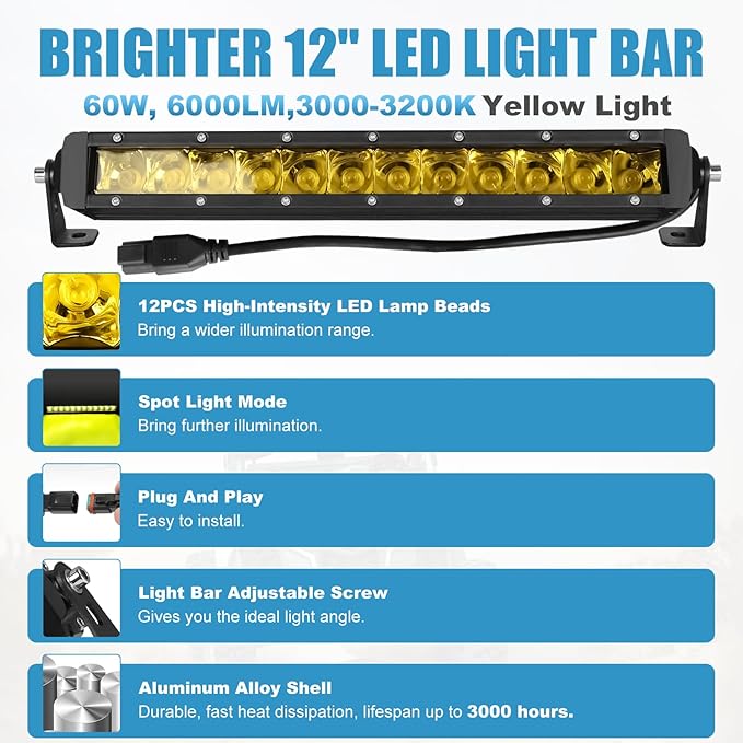 12 Inch LED Light Bar Kit Compatible with Can Am Maverick X3 2017 to 2025 Shock Tower Mount with Wiring Harness