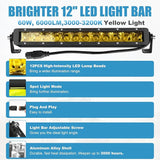 12 Inch LED Light Bar Kit Compatible with Can Am Maverick X3 2017 to 2025 Shock Tower Mount with Wiring Harness
