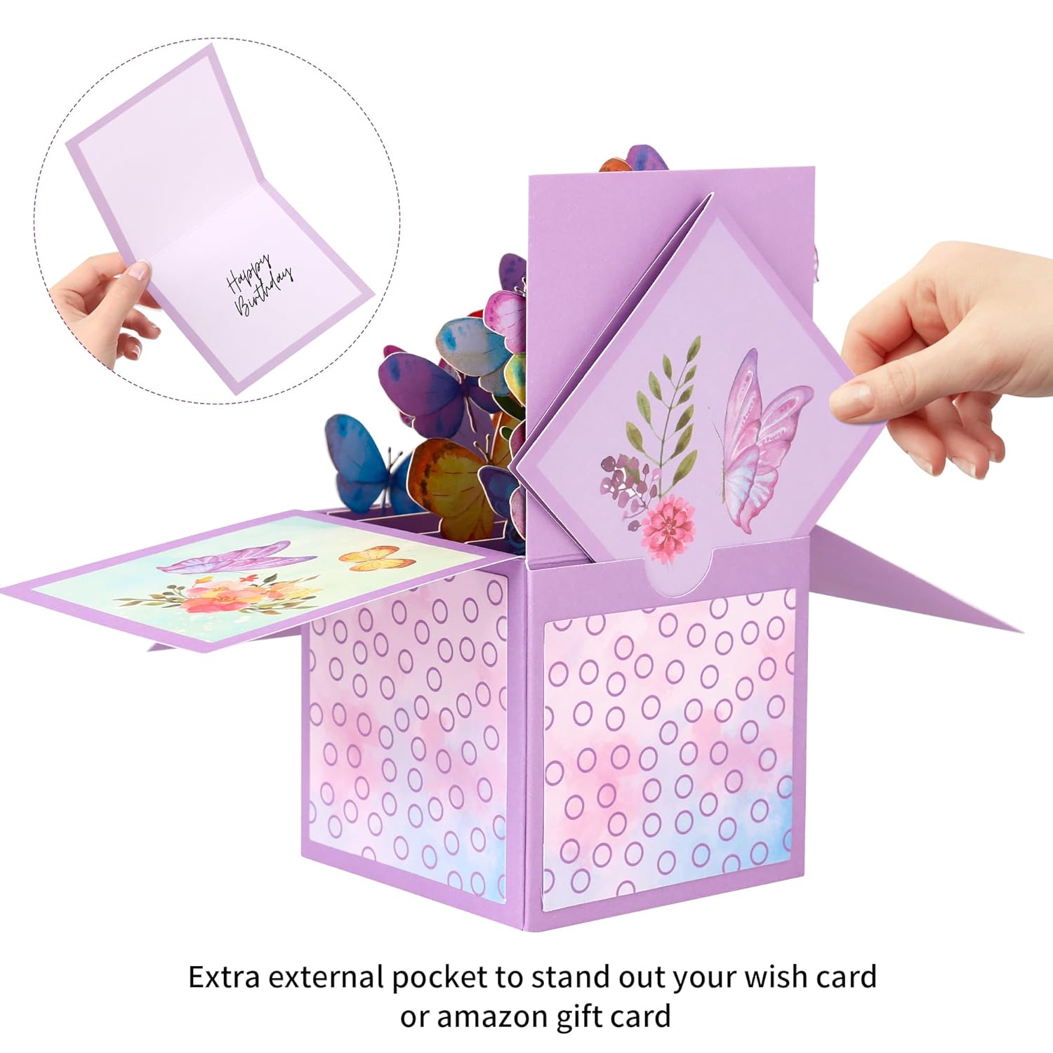 3D Butterflies Pop Up Card For Women, Wife, Mom, Daughter, Sister - 7" X 7" Butterfly Gift Card For Birthdays, Thank You, Get Well, Mother Day, Anniversary- Includes Notecard And Envelope