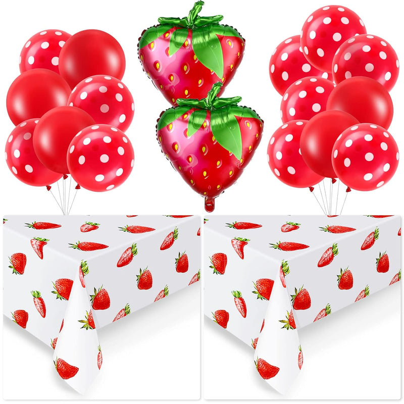 19 Pieces Strawberry Birthday Party Decoration With Strawberry Tablecl