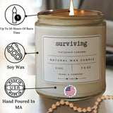 Candles Clearance: Pistachio Caramel Scented Candle For Women, Elegant White, 50 Hr Burn, Hand Poured In Ma, All Natural, Empowering Gift 7.5 Oz