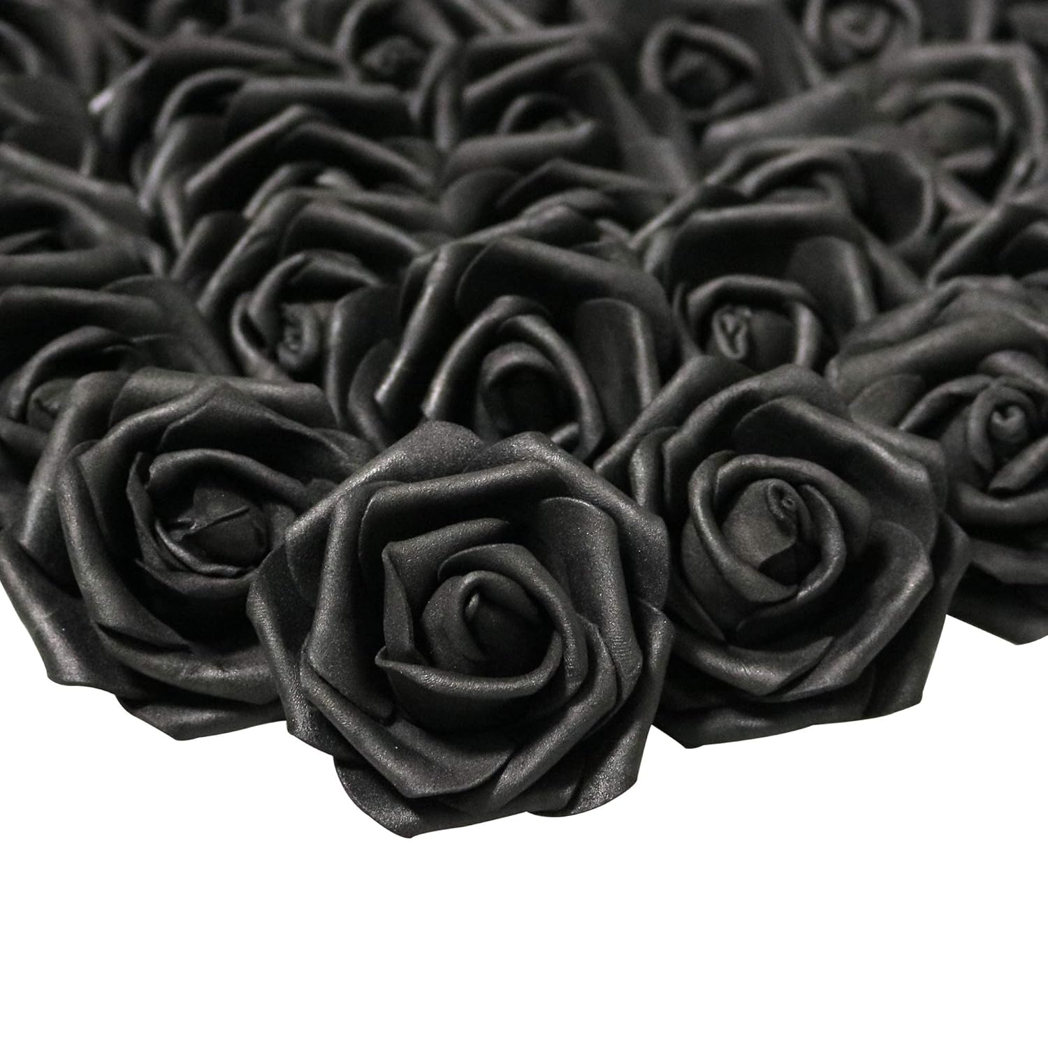 3 X 1.6 X 3 Inches 100Pcs Diy Real Touch 3D Artificial Foam Rose Head Without Stem For Wedding Party Home Decoration (Black)