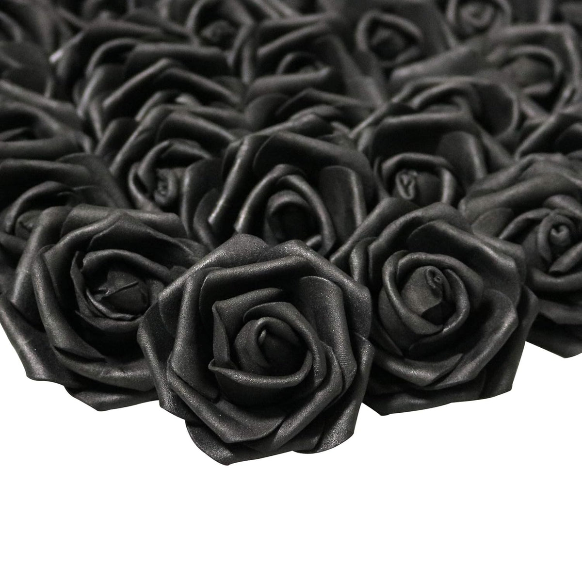 3 X 1.6 X 3 Inches 100Pcs Diy Real Touch 3D Artificial Foam Rose Head Without Stem For Wedding Party Home Decoration (Black)