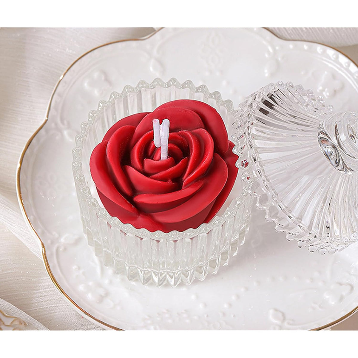 Scented Candle,230G Rose Flower Soy Wax Aroma Handmade Decorative Candle Table Photo Prop,Prefect For Meditation Stress Relief Mood Boosting,8 Hours Burn Time,Glass Jar