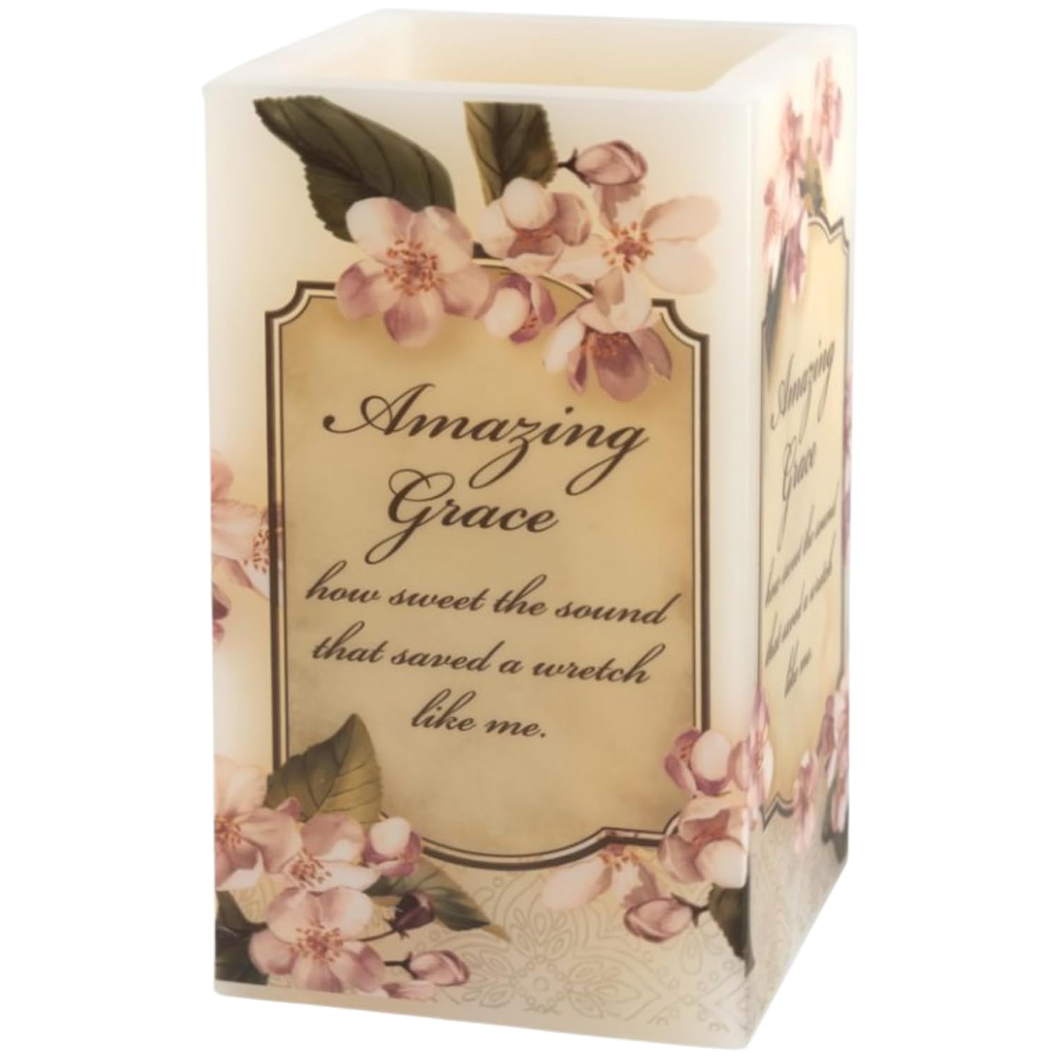 The Bridge Collection 5" 'Amazing Grace' Led Light Flameless Candle - Vanilla Scented Flameless Candle - Christian Home Decor - Amazing Grace Decor