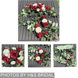 Wedding Arch Flowers,3Pcs Set White Rose Decorative Floral Swags, Artificial Greenery Eucalyptus Leaves Flower For Sheer Drapes, Wedding Chair, Arbor, Wedding Ceremony And Reception Arrangement