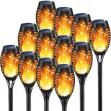 12 Pack Solar Torch Lights Flickering Flame Waterproof Outdoor Garden Pathway Lights