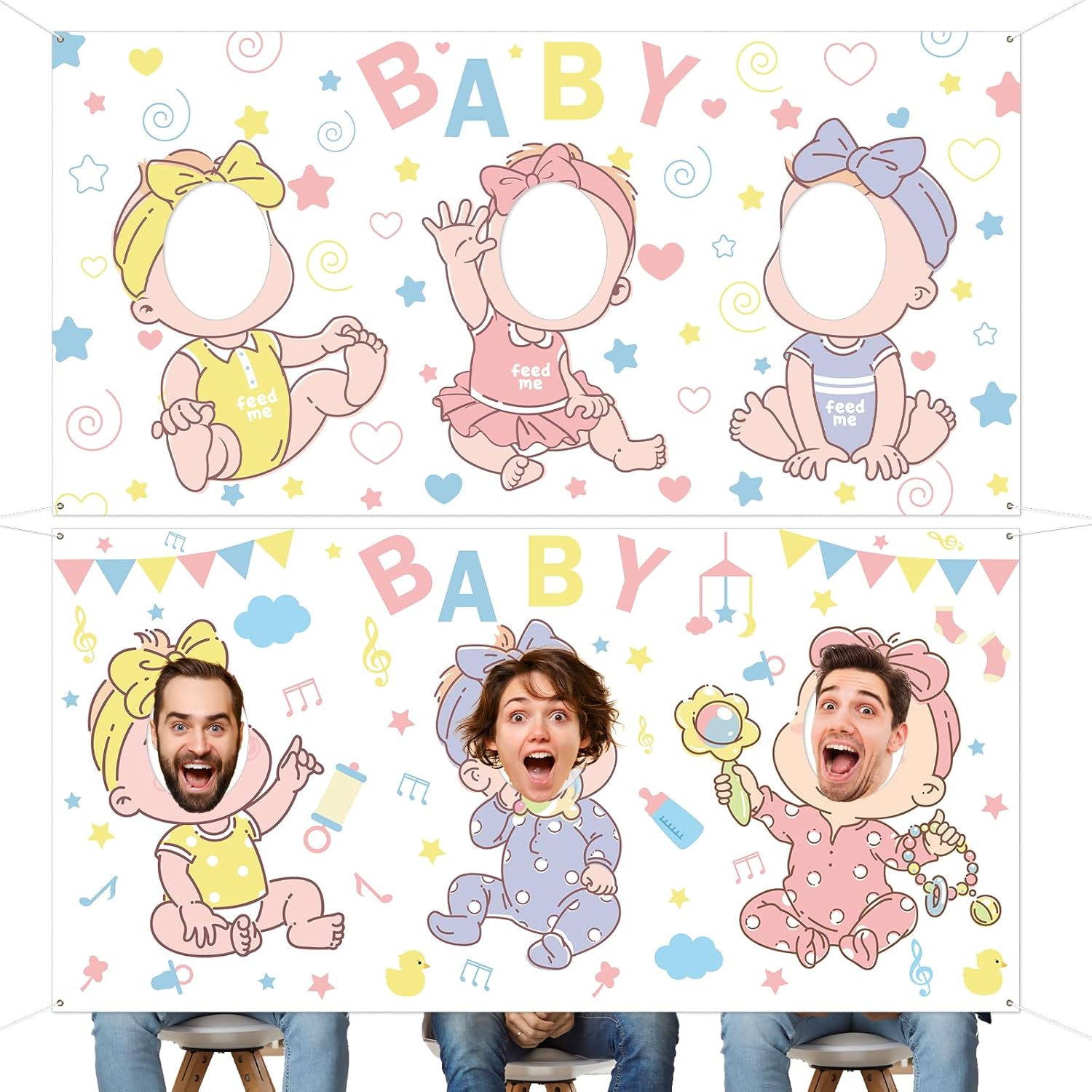Baby Shower Games Backdrop Feed Me Baby Shower Game Party Background Who Is The Babys Daddy Games Banner Funny Bridal Party Activities Photo Booth Props For Newborn Gender Reveal Party Favor Supplies