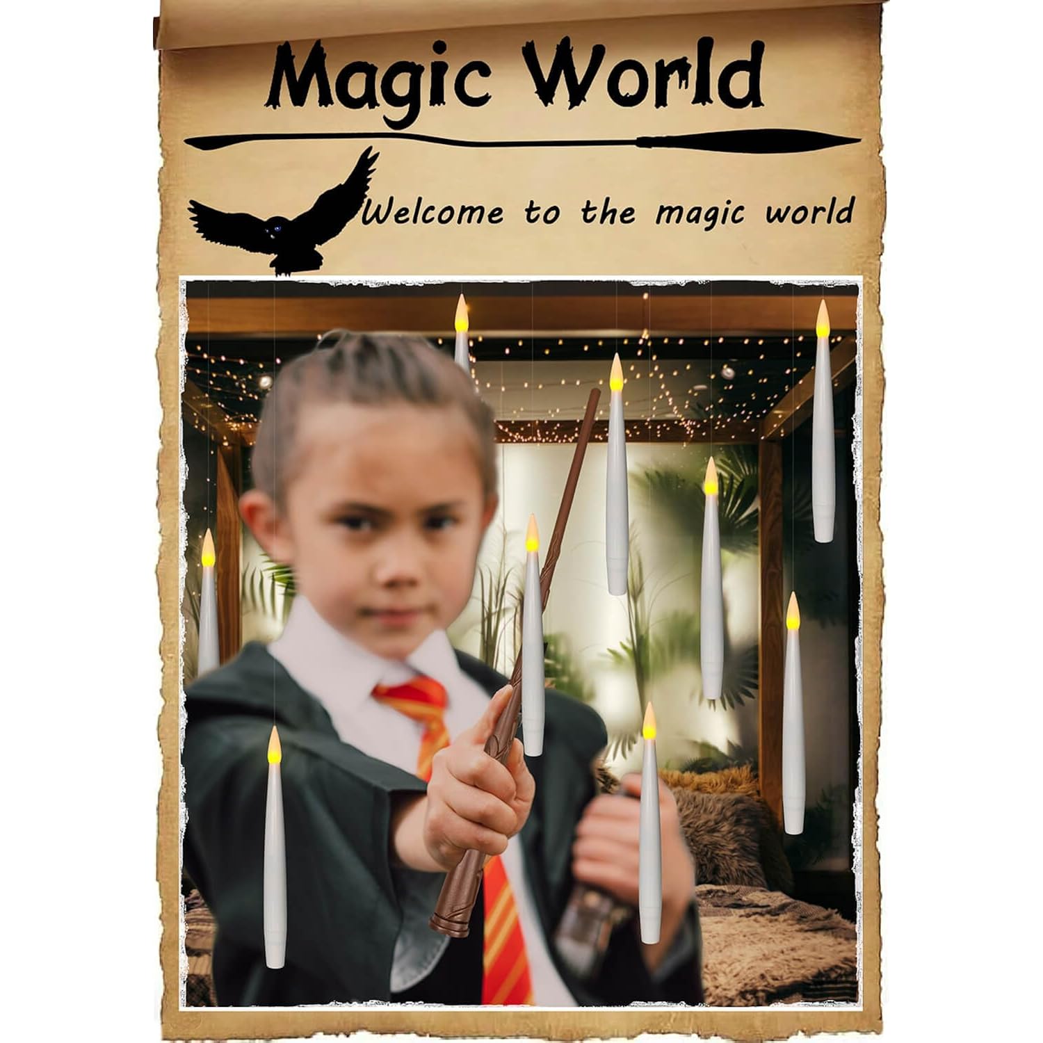 20Pcs Flameless Taper Floating Candles With Magic Wand Remote, Flickering Warm Light, Battery Operated 6.1" Led Electric Window Candle, Decor For Christmas, Wedding, Halloween, Birthday Party
