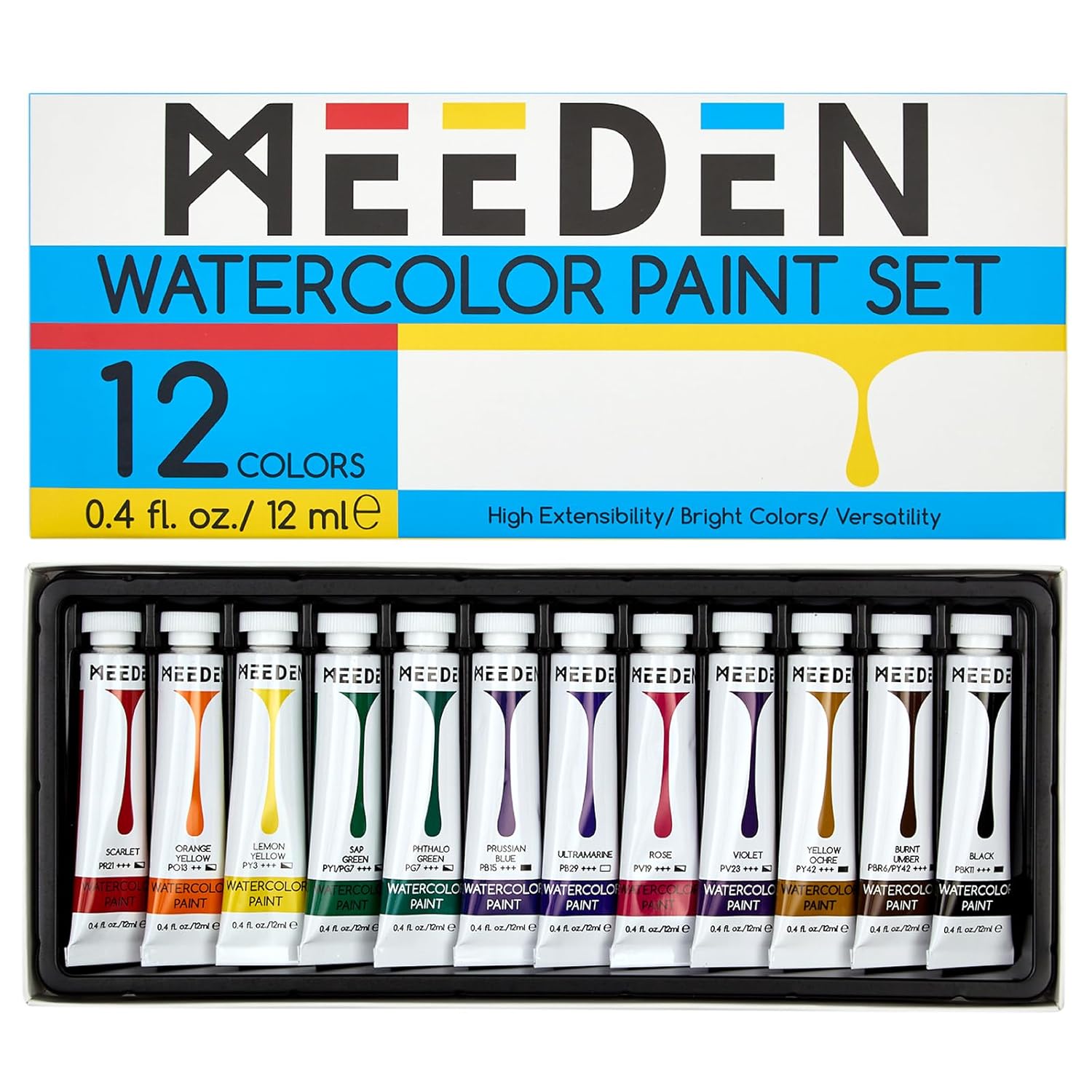 Watercolor Paint Tubes Set - 12 X 12Ml (0.4 Oz) Colors Painting Set Art Supplies - Non Toxic Water Color Paint For Adults Beginners Students