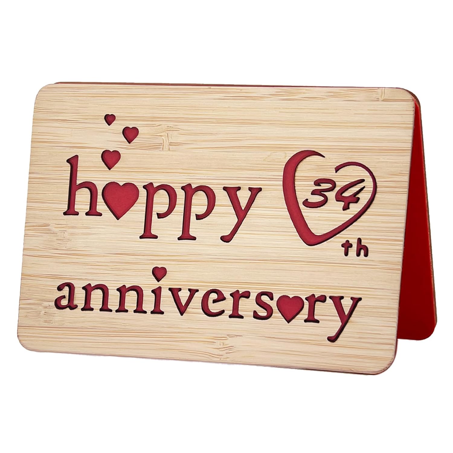 Wooden 34Th Anniversary Card,Handmade Wedding Anniversary Greeting Cards,34Th Anniversary Card For Her,Him,Husband,Wife