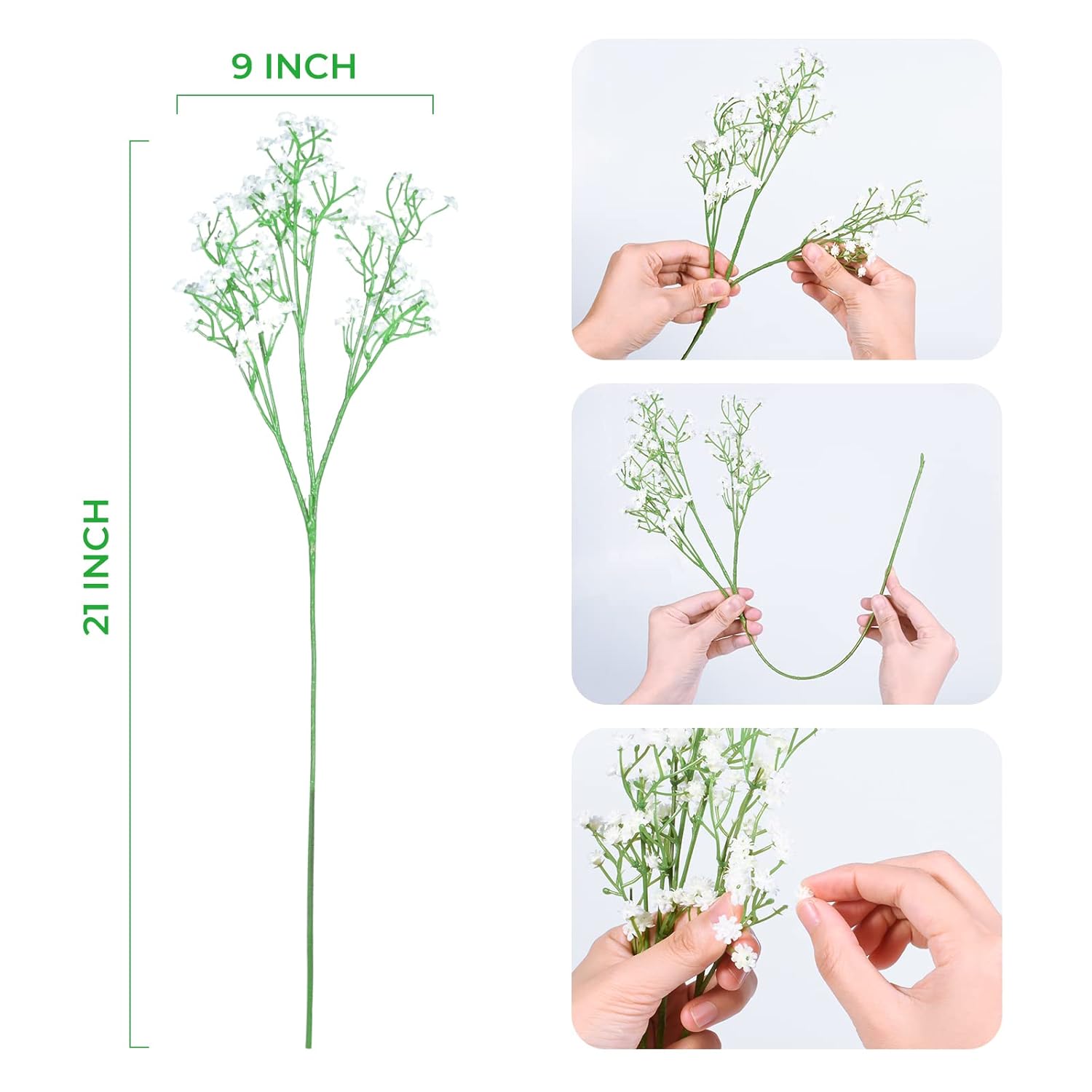 Babys Breath Artificial Flowers,12 Pcs Gypsophila Real Touch Flowers For Wedding Party Home Garden Decoration