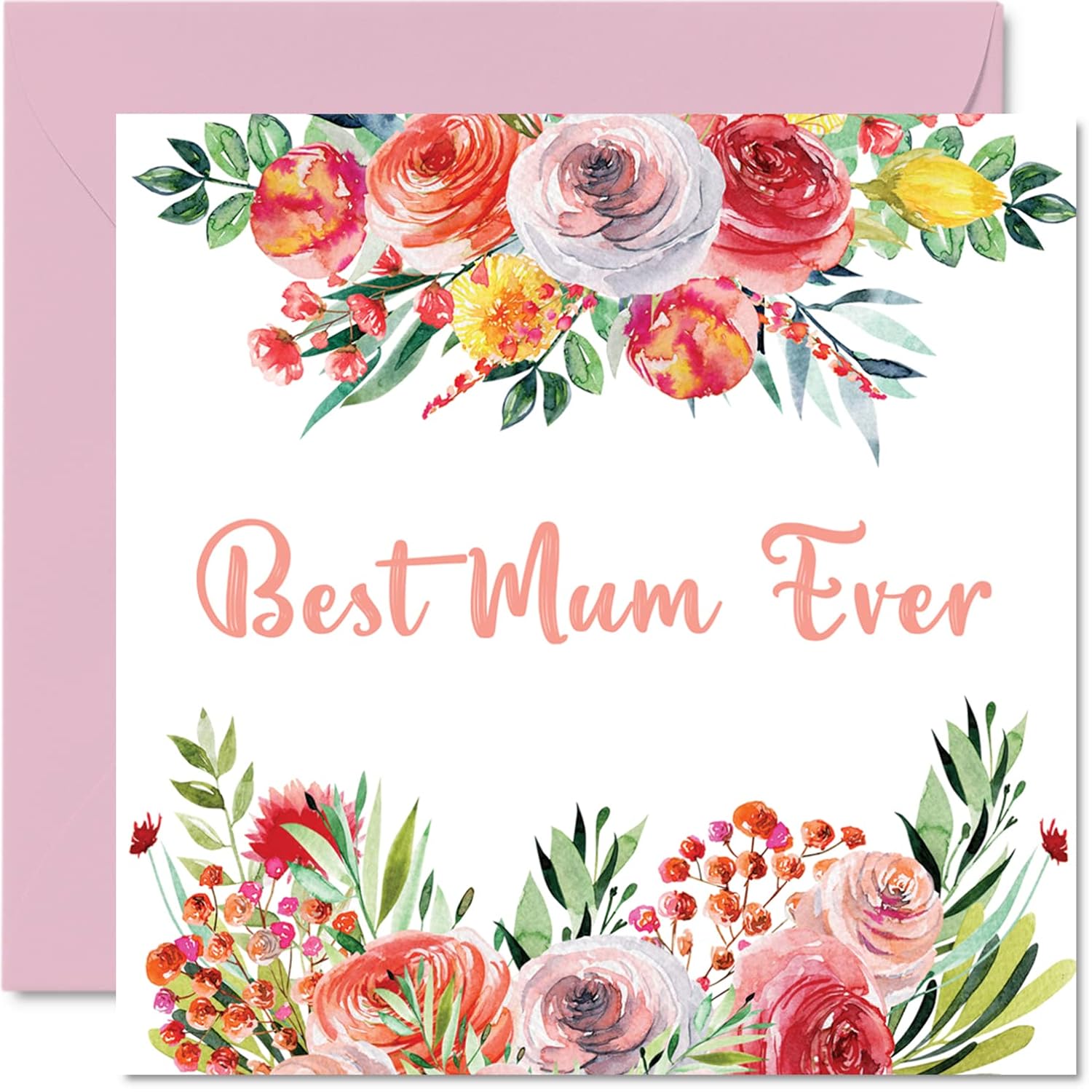 Birthday Cards For Mum - Best Ever - Beautful Happy Birthday Card For Mum From Daughter Son, 5.7 X 5.7 Inch Mother'S Day Greeting Cards For Mama Mam Mammy Mom Mommy