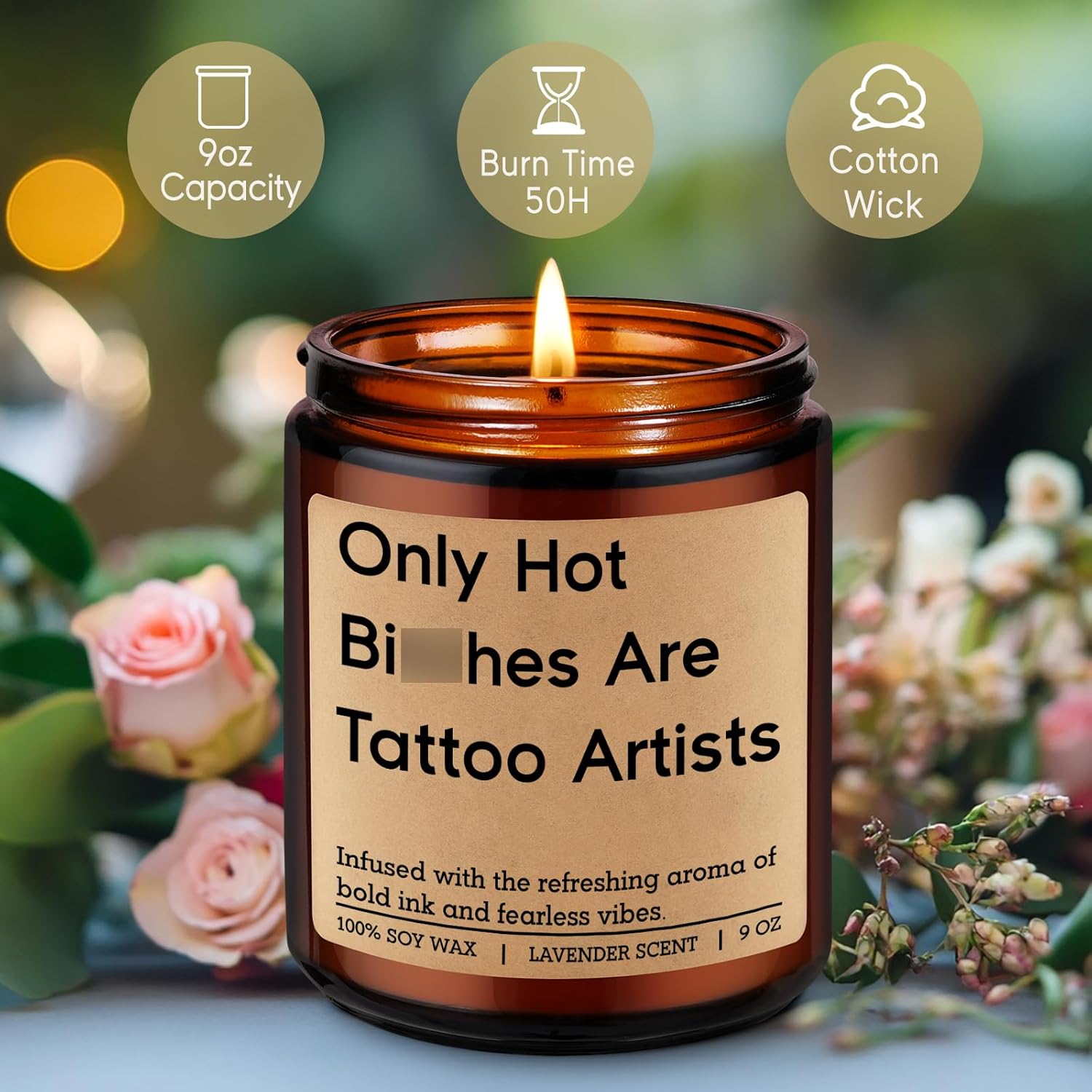 Candle, Tattoo Artist Gifts, Tattoo Lover Gifts For Women Men, Cool Tattooed Studio Shop Decor - Funny Valentines Appreciation Birthday Presents For Tattooers, New Tattooists, Ink Lovers