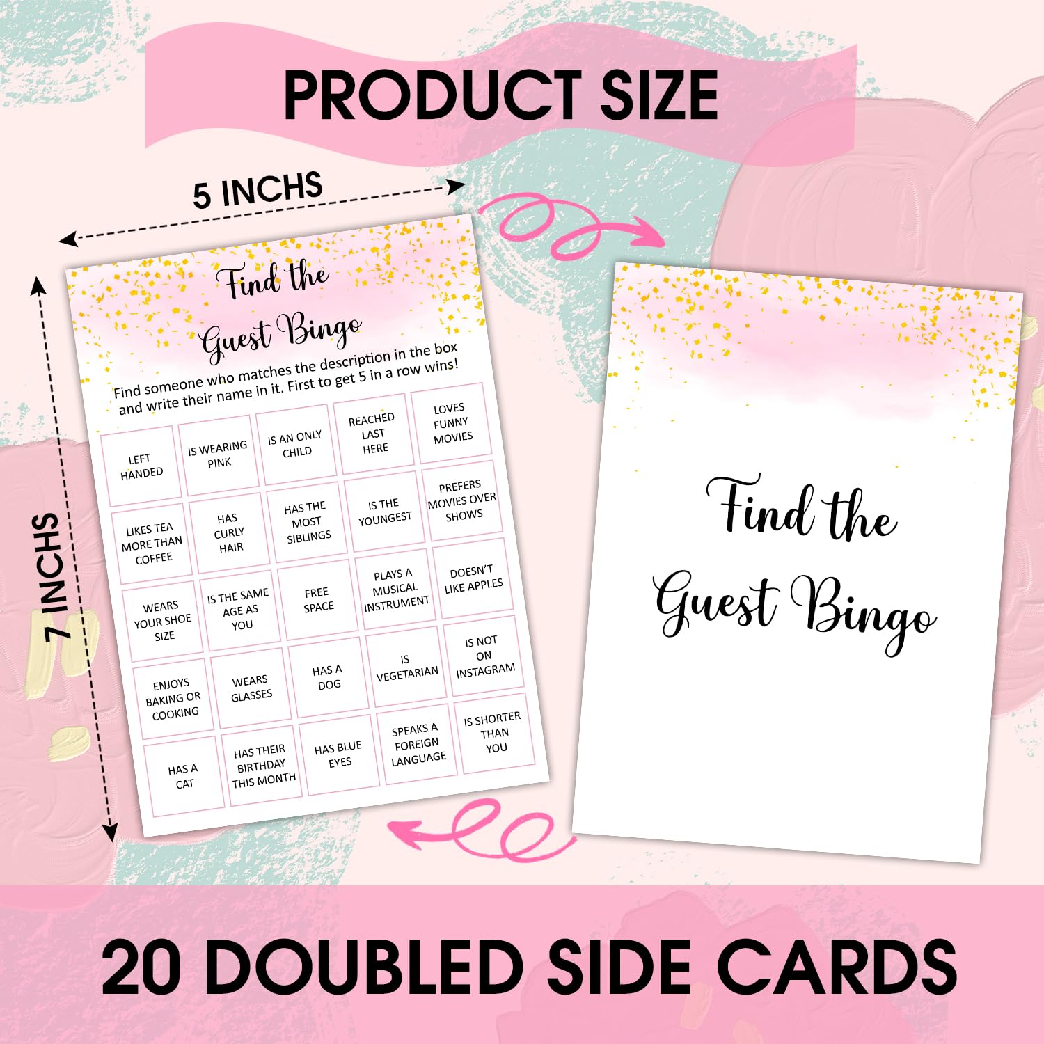 Find The Guest Bingo - Adult Birthday Party Decoration Party For Adult Friend, Birthday Party Activities Favor Supplies For Her Teenager, 20 Birthday Card Set -04