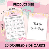 Find The Guest Bingo - Adult Birthday Party Decoration Party For Adult Friend, Birthday Party Activities Favor Supplies For Her Teenager, 20 Birthday Card Set -04