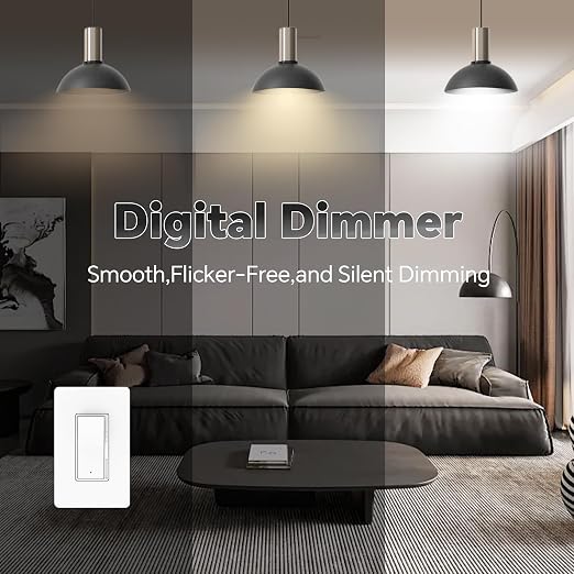 Digital LED Dimmer Light Switch Single Pole 3 Way 300W LED CFL 700W Incandescent White Wall Plate