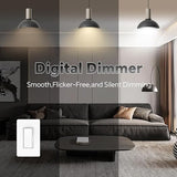 Digital LED Dimmer Light Switch Single Pole 3 Way 300W LED CFL 700W Incandescent White Wall Plate