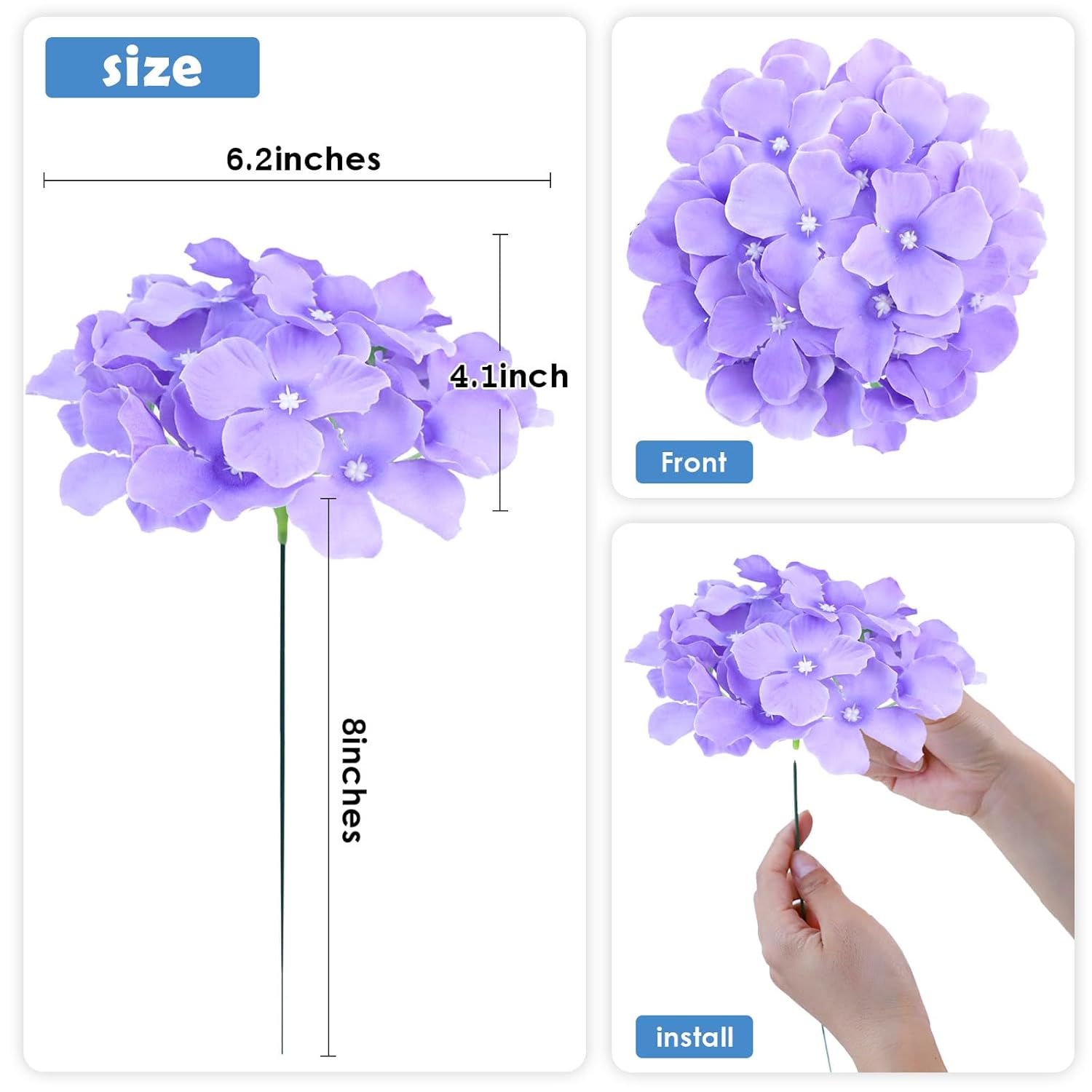 Purple Hydrangea Artificial Flowers Bulk 36Pcs Silk Flowers With Stems Fake Hydrangeas Arrangement Perfect For Weddings,Centerpieces,Party,Home,Festival Decorations