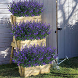 8 Bundles Outdoor Artificial Lavender Fake Flowers Uv Resistant Shrubs, Faux Plastic Greenery For Indoor Outside Hanging Plants Garden Porch Window Box Home Wedding Farmhouse Decor (Purple)