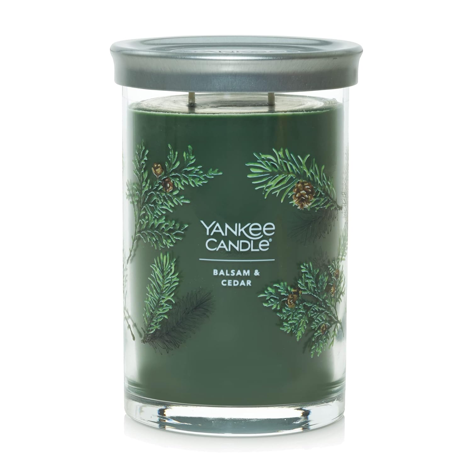 Yankee Candle Balsam & Cedar Scented, Signature 20oz Large Tumbler 2-Wick Candle, Over 60 Hours of Burn Time (Pack of 2)