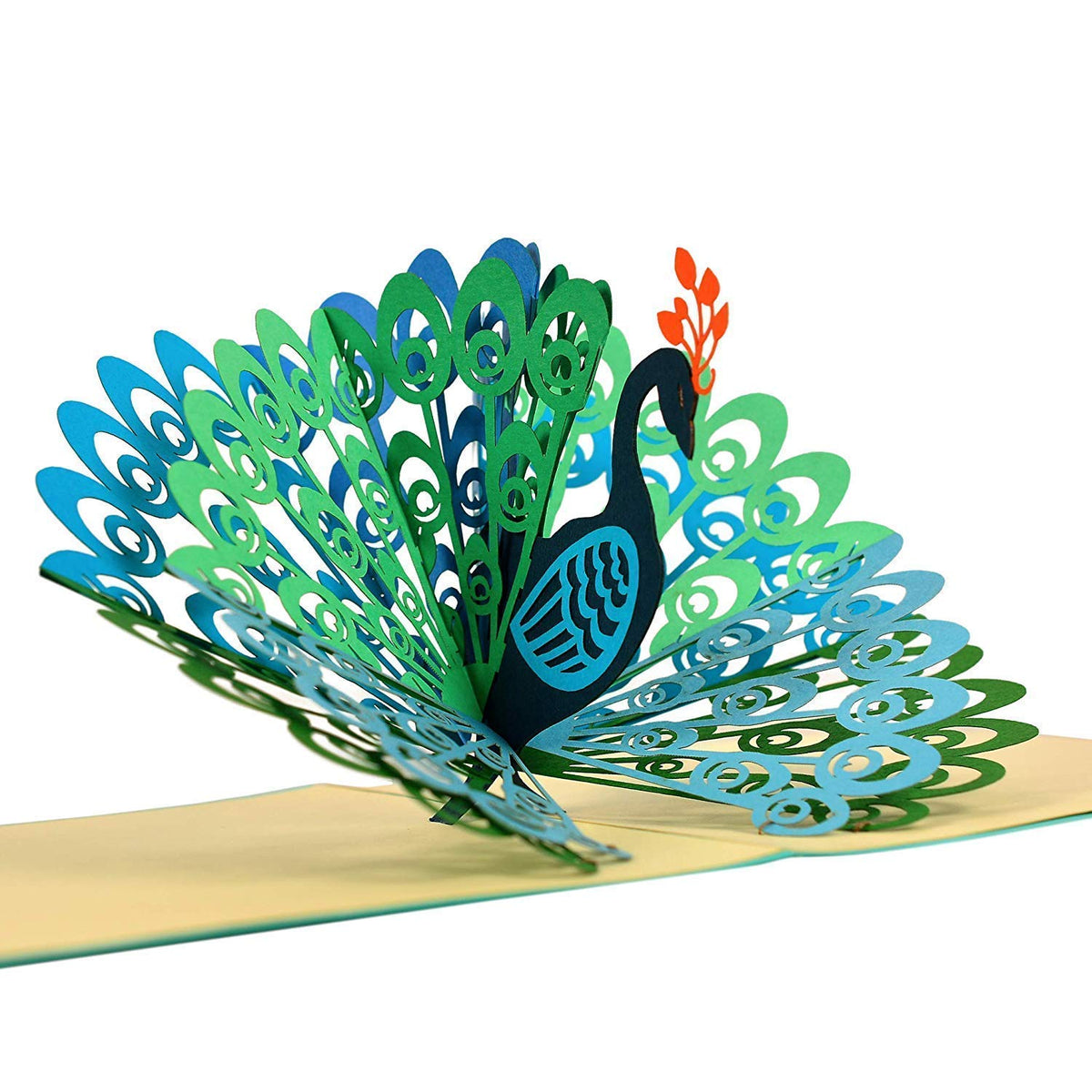 Blue Peacock 3D Popup Card Handcrafted Paper Gift For Mom, Wife Or Nature Lover