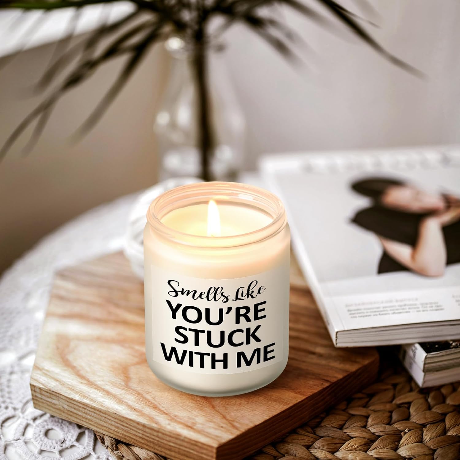 Girlfriend Gifts, Christmas Gifts For Girlfriend Boyfriend, Smells Like You'Re Stuck With Me Scented Candle, Unique Romantic Gifts For Her Him On Birthday Valentine'S Day(7 Oz, White)