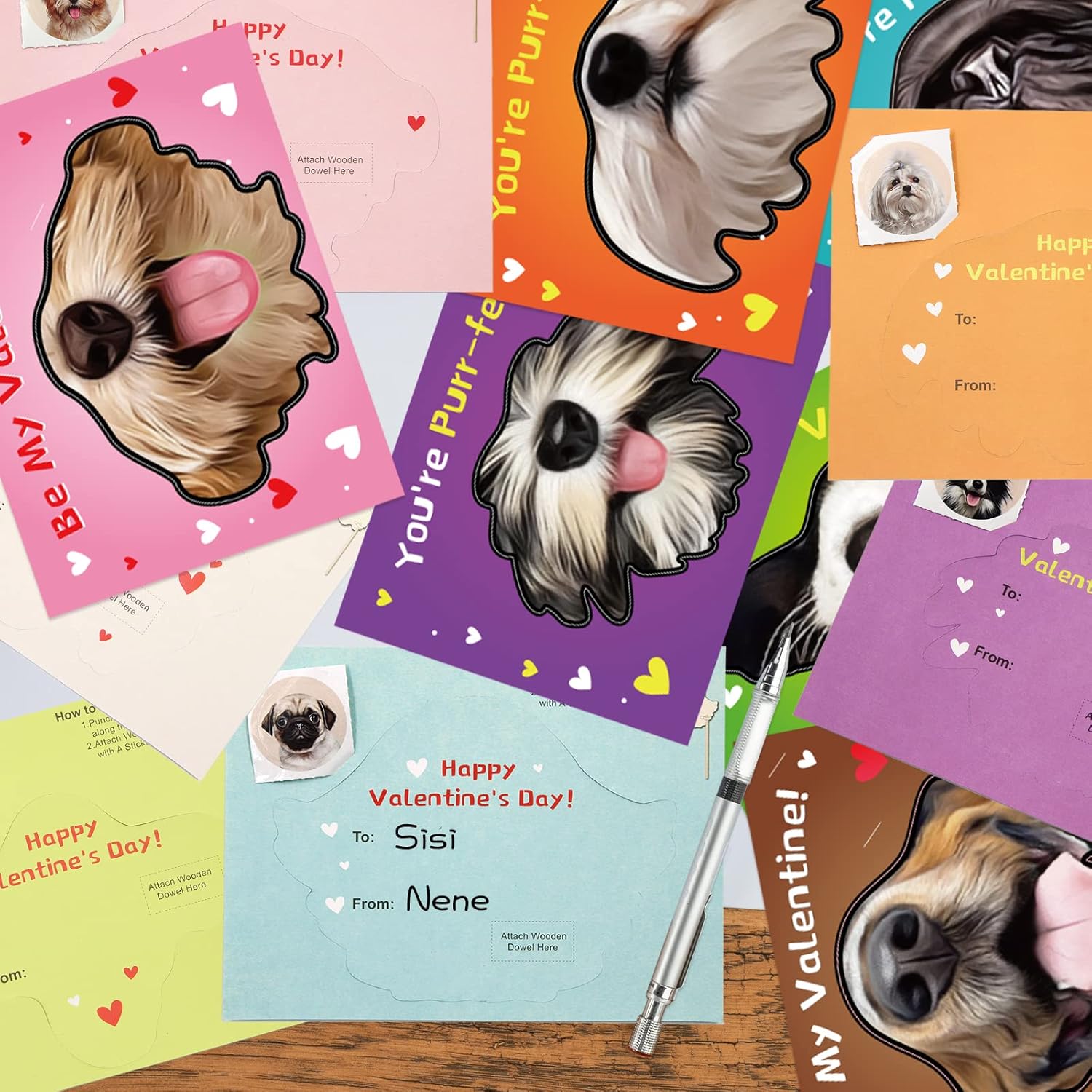 30 Valentines Day Dog Cards Kids Fun Puppy Face Cards With Envelopes Cute Animals Valentine Photo Booth Props Design For Kids Classroom Exchange Gifts Party Favors