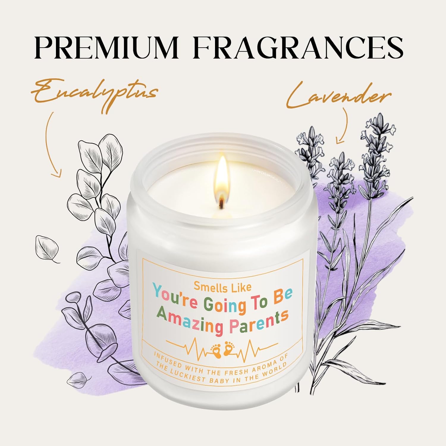 Gender Reveal Gifts, New Parents Gift For Couples, Pregnancy Gifts For First Time New Mom Dad Gift - 7 Oz Lavender Scented Candle
