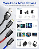 3 in 1 Multi Charging Cable Nylon Braided Fast Charging USB Cord with USB C Lightning Micro USB for iPhone Samsung iPad