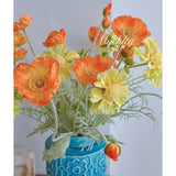 7 Pcs Poppy And Chrysanthemum Artificial Flowers, Orange And Yellow Fake Silk Flowers For Home Table Centerpieces Kitchen Dining Table Farmhouse Office Desk Decoration (Orange Yellow)