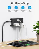 Surge Protector Power Strip 5 Outlets 4 USB Ports 2 USB C 5FT Flat Plug Wall Mount 1300J Black