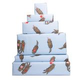 6X Wrapping Paper Sheets - Birthday Otter Gift Wrap For Men Women - Friends Wrapping Paper - Valentines Day Wrapping Paper For Him Her - Christmas Wrapping Paper Blue Comes With Stickers