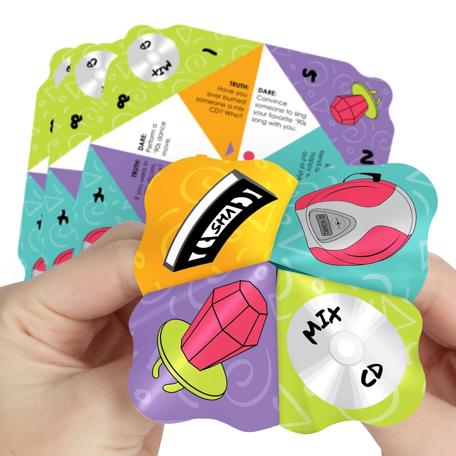 Big Dot of Happiness 90’s Throwback - 1990s Party Cootie Catcher Game - Truth or Dare Fortune Tellers - Set of 12