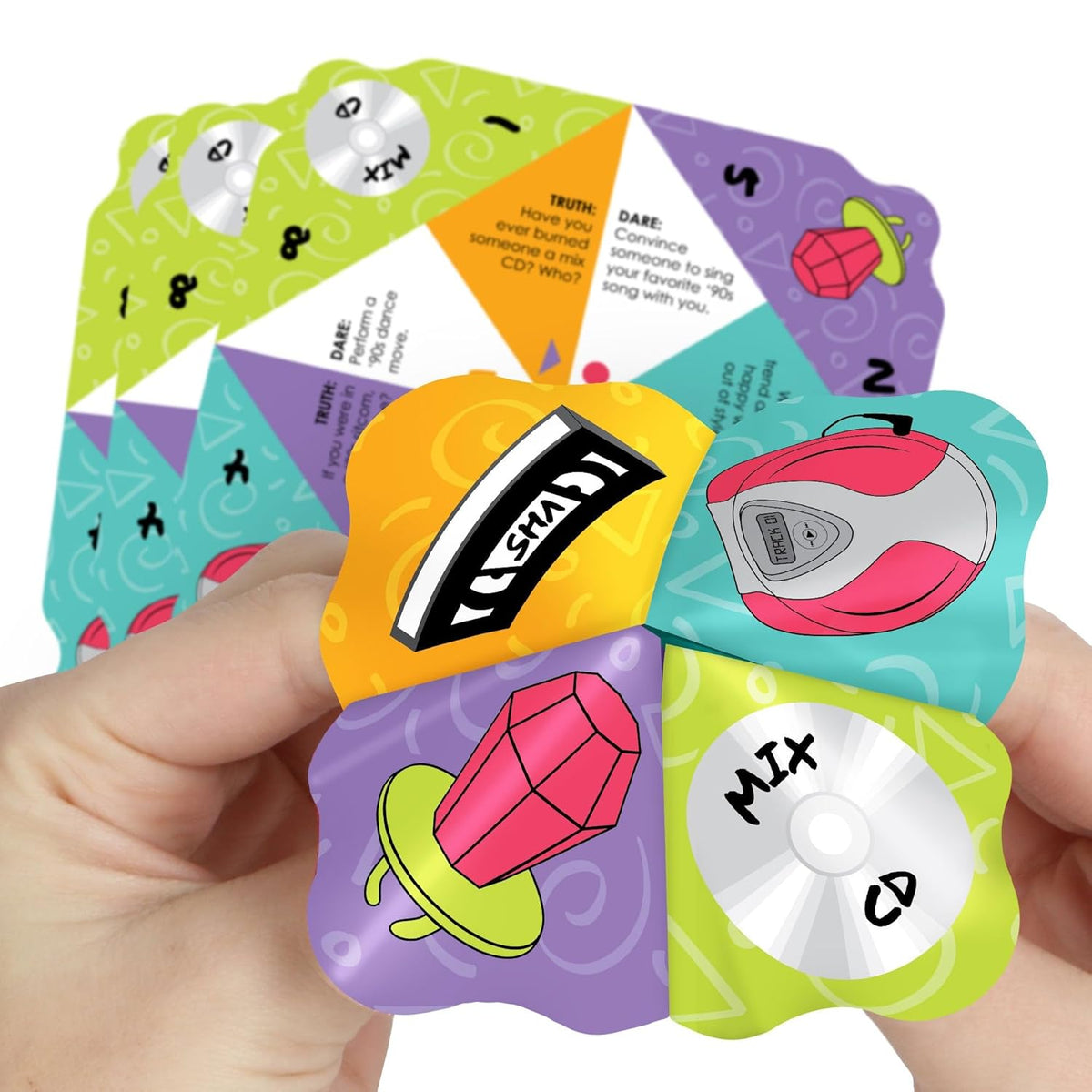 Big Dot of Happiness 90’s Throwback - 1990s Party Cootie Catcher Game - Truth or Dare Fortune Tellers - Set of 12