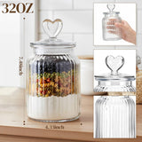 4 Sets 32Oz Glass Jars With Heart Lids Airtight Clear Candy Jar Food Storage Canister With Airtight Lid For Valentine'S Day Party Tea Cookie Table Decoration(Clear Lid)