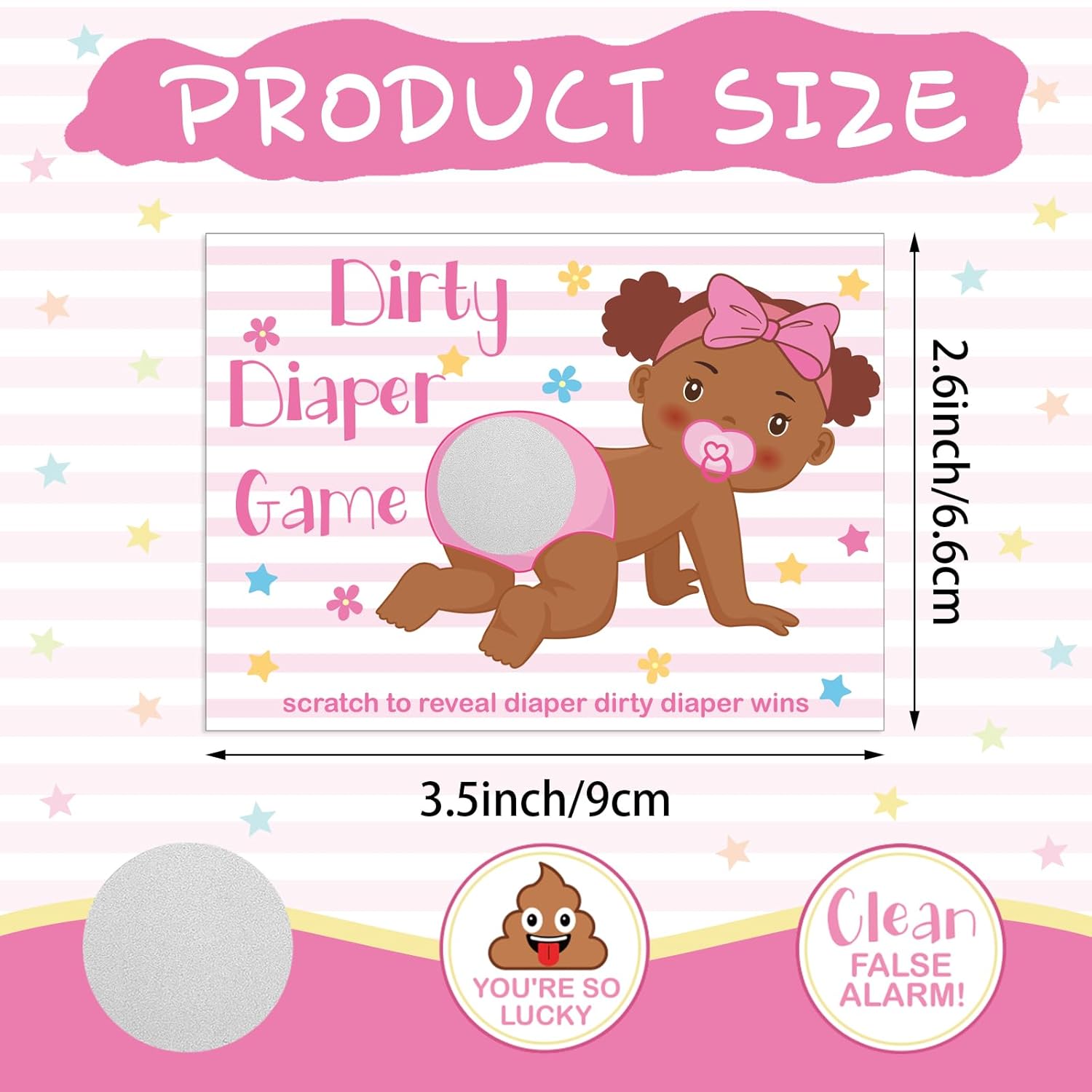 60 Pieces Baby Shower Scratch Off Game Funny Raffle Cards Baby Shower Party Games Decorations Cute Activity For Activity And Idea For Boy Girl(Rose Pink)