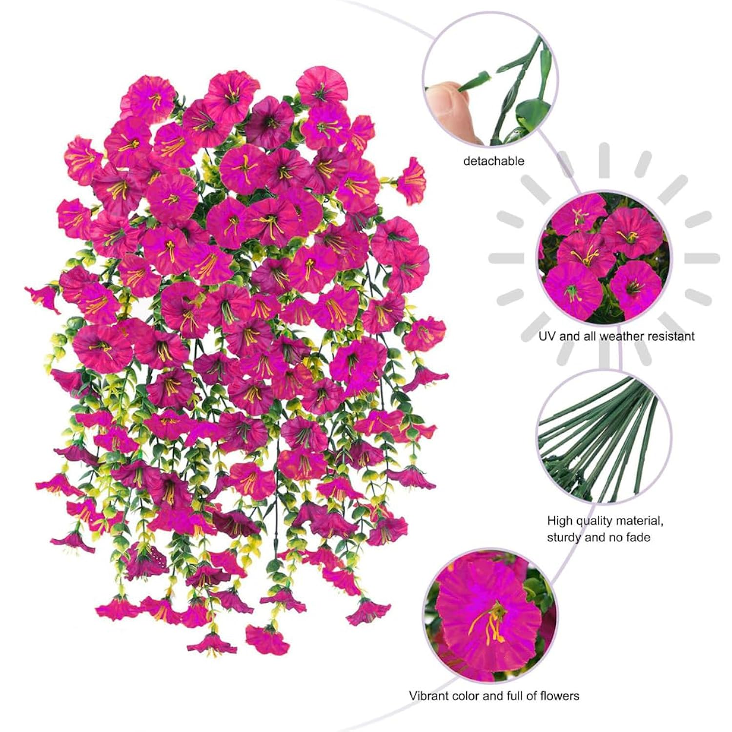 6 Pcs Of Hanging Morning Glory Artificial Flowers, Upgraded Uv Resistant Artificial Hanging Flowers, Suitable For Decoration Such As Weddings, Gatherings, Courtyards, Porches, Etc (Light Purple)