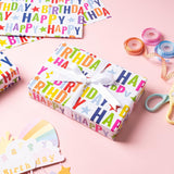 Birthday Wrapping Paper Sheet - 6 Sheets Colorful Happy Birthday Design Folded Flat For Birthday, Baby Shower, Party, Holiday - 19.7 Inch X 27.5 Inch Per Sheet