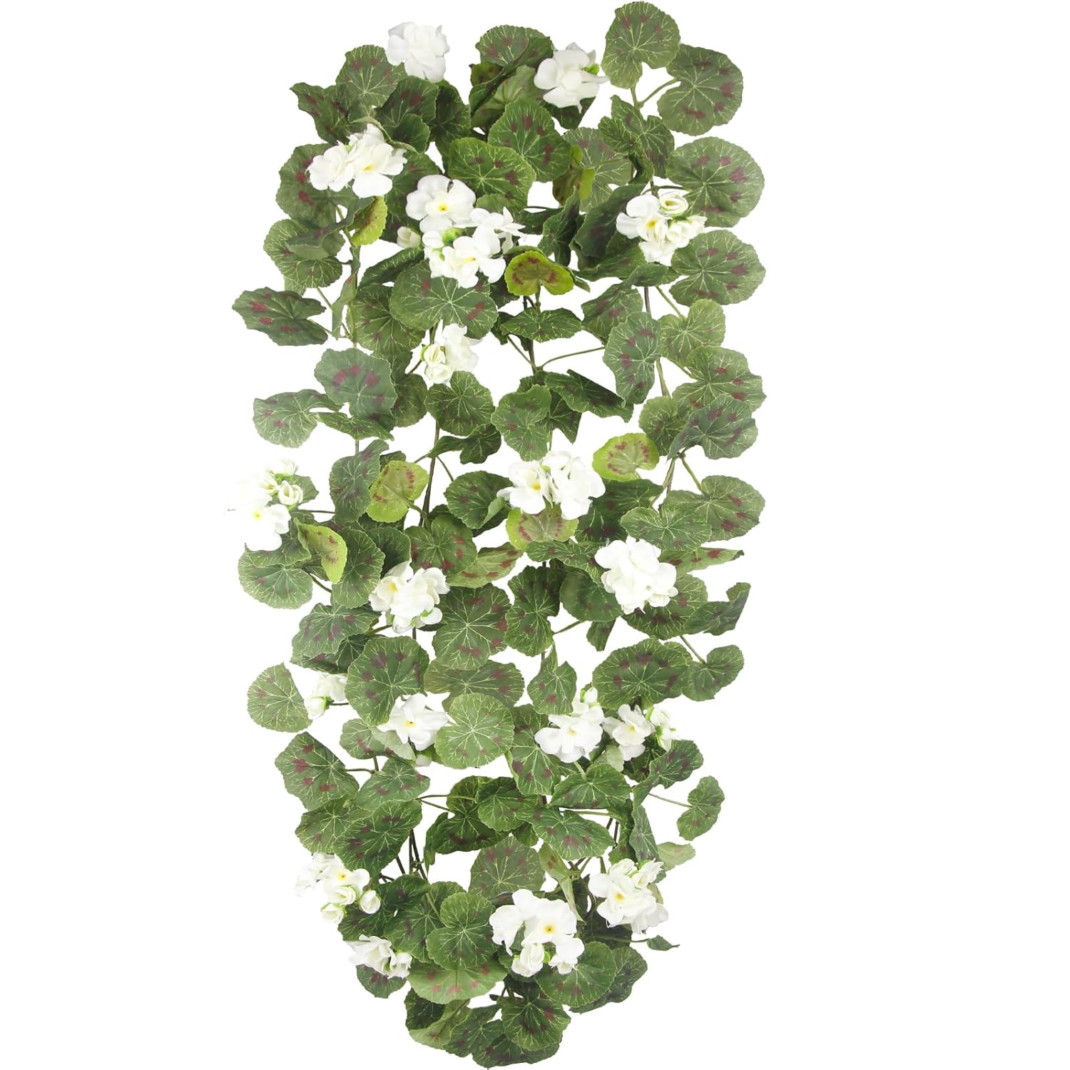 2 Pcs Spring Summer Flower Garland Geranium Artificial Garland Outdoors White Geranium Artificial Flowers Uv Resistant Hanging Basket Floral Garland For Porch Farmhouse Centerpiece Decor