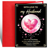 Happy Valentines Day Card For Husband From Wife Romantic Valentine'S Card Gift For Him Men With Envelope 5X7 Inch Heart Balloon Message Insde