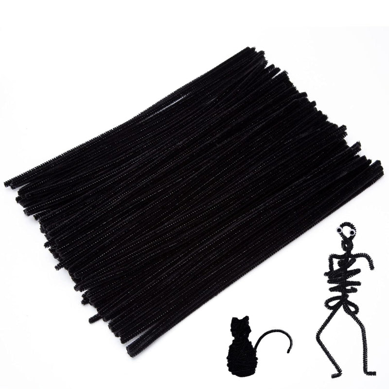 100 Pieces Black Pipe Cleaners Flexible Chenille Stems For Creative Diy Art An